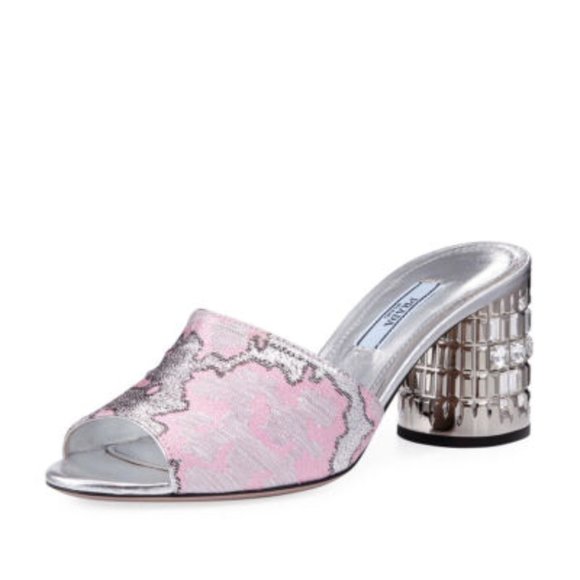 Prada Jacquard Cylinder Slide Sandals 35 - Picture 1 of 1
